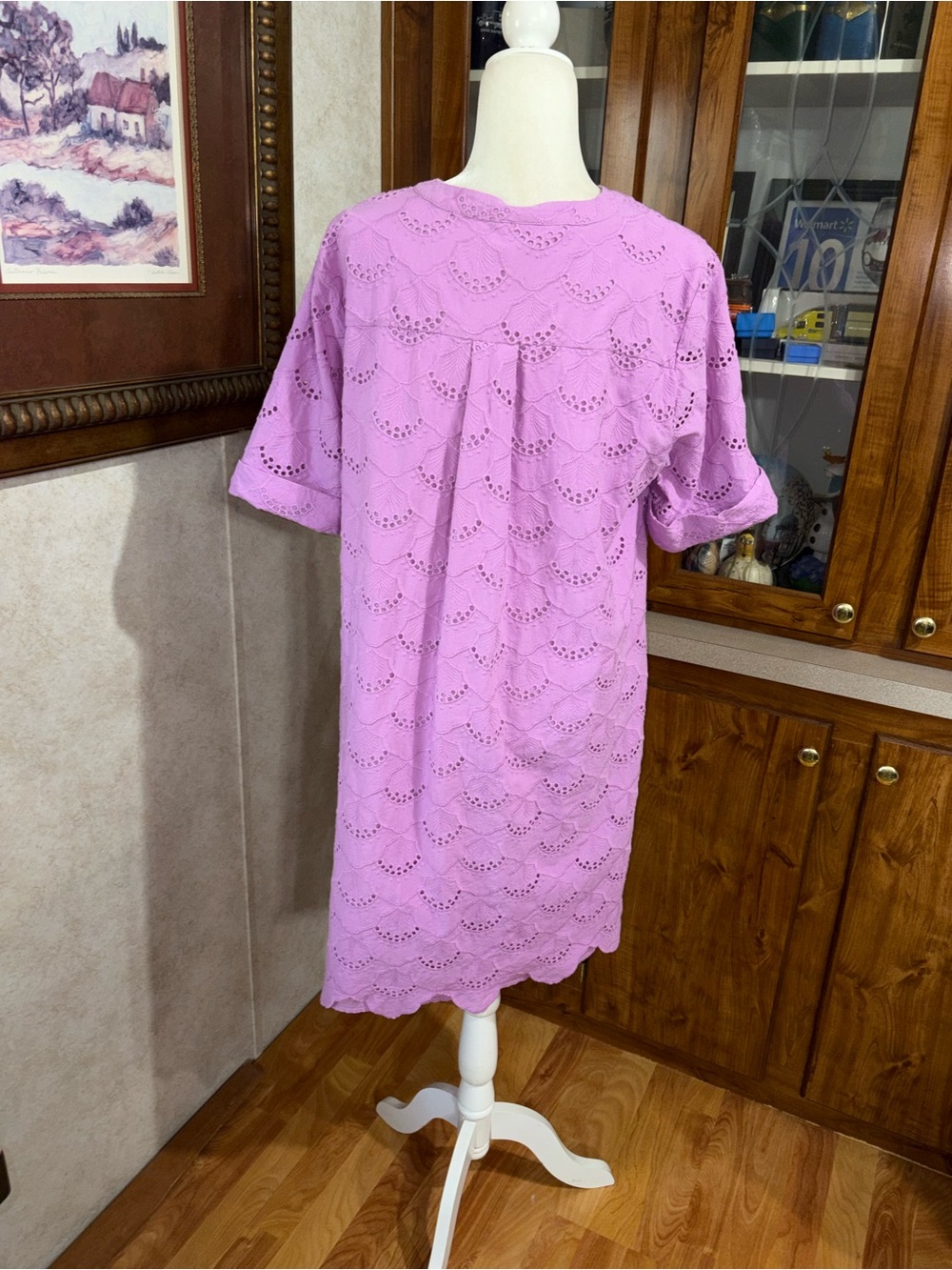 Chicos size 3 size 16 fully lined Lavender Eyelet Cotton Tunic Dress - Picture 8 of 8